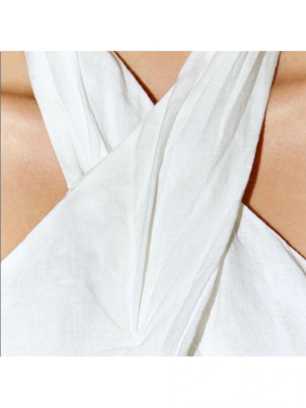 Zara 100% Linen White Halter Fringe Summer Top - Picture 5 of 11